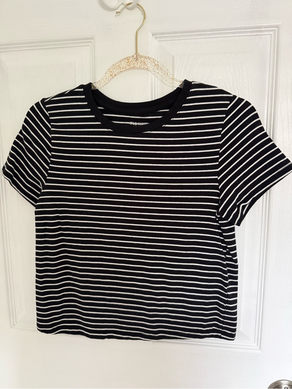 Old Navy Bester Striped Short Sleeve Top - Black/White